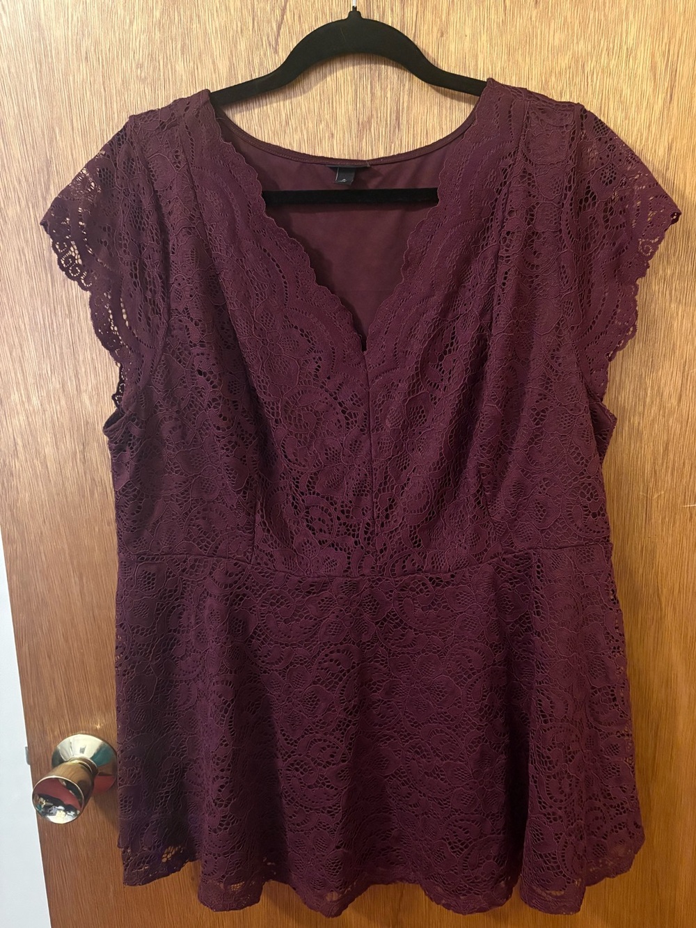 torrid Burgundy Lace V-Neck Peplum Blouse